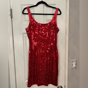 Red sequin cocktail dress